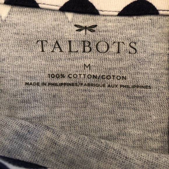 Talbots blue&white print top quarter sleeve size M - Picture 3 of 3